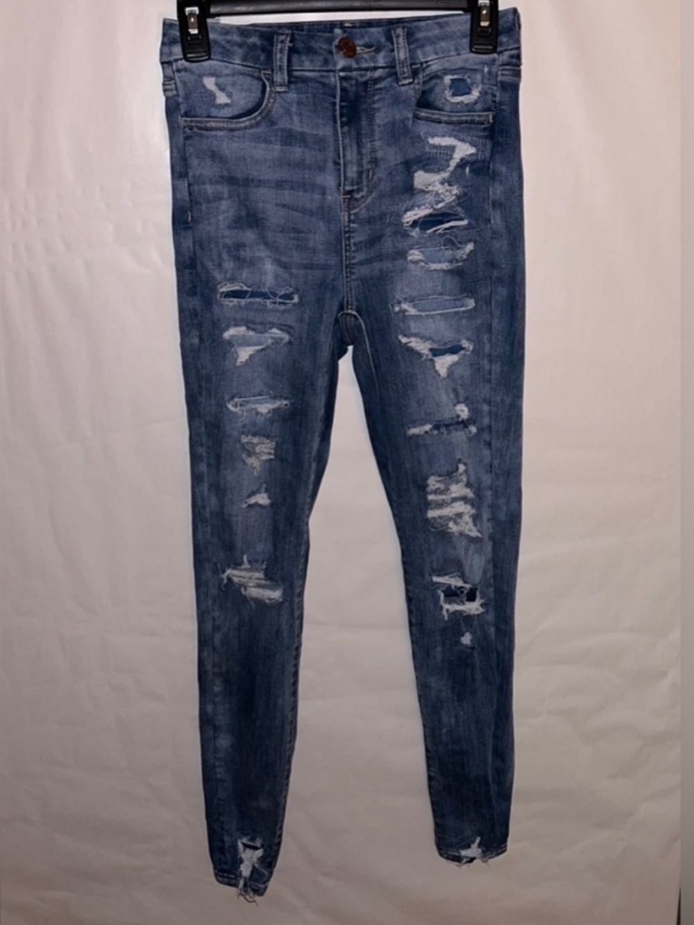 American Eagle Outfitters Distressed High-Rise Blue Jeans